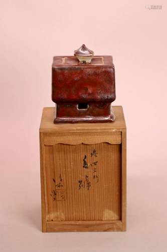 Japanese Studio Porcelain Square Censer - Pagoda