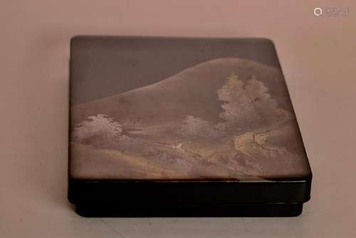 Japanese Lacquer Box with Landscape Scene