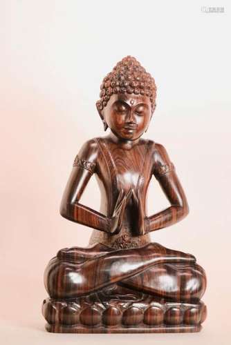 Southeast Asia Carved Zitan Wood Buddha