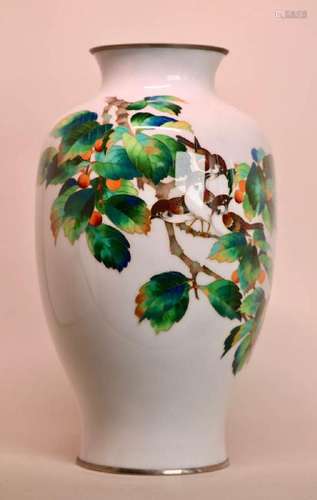 Japanese Cloisonne Vase - Bird and Berry