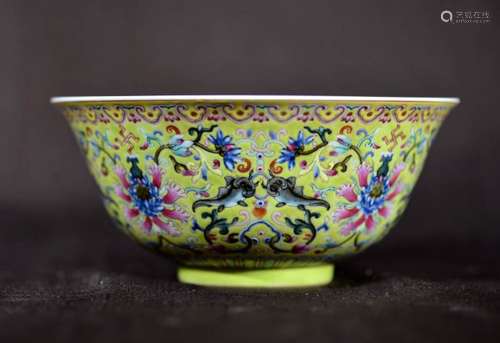 Chinese Famille Rose Porcelain Bowl with Lotus