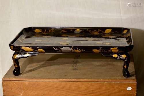 Japanese Lacquer Tray Sea Shell Motif with Mother of