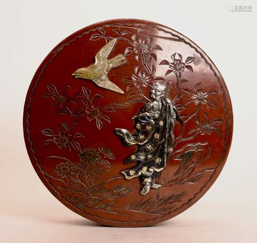 Japanese Mixed Metal Round Box with Lohan