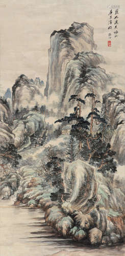 吴熙曾（1904～1972） 1960年作 春树流泉 立轴 绢本