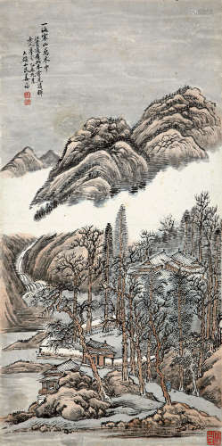 姜筠（1847～1919） 寒山万木 立轴 纸本