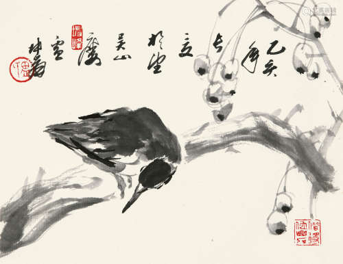 卢坤峰（1934～2018） 1995年作 秋实 镜片 纸本