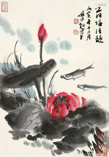 陆俨少（1909～1993） 1986年作 荷塘清趣 镜片 纸本