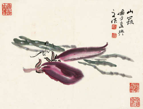 陆俨少（1909～1993） 1987年作 山蔬 镜片 纸本