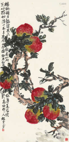 赵云壑（1874～1955） 1943年作 曜日蟠桃 立轴 纸本