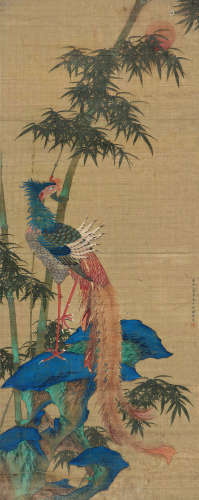 孙亿（1638～1712）（款） 1705年作 丹凤朝阳 立轴 绢本