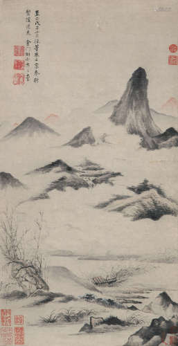 方从义（约1302～1393） 1348年作 秋江横舟 镜片 纸本