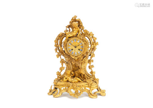 19th century Henry Marc ormolu mantel clock