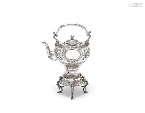 by John Smith, Dublin 1915  An Irish silver tea kettle and stand