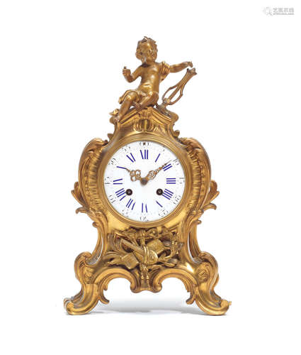 in the Louis XV style, the movement stamped GV for Gay Vicarino & Co, Paris A third quarter 19th century French gilt bronze figural mantel clock