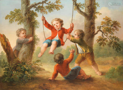 Children playing on a swing Circle of François Boucher(Paris 1703-1770)