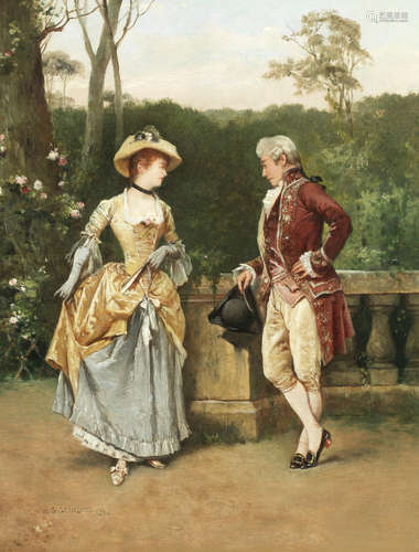 Elegant admirers Henry Gillard Glindoni(British, 1852-1913)