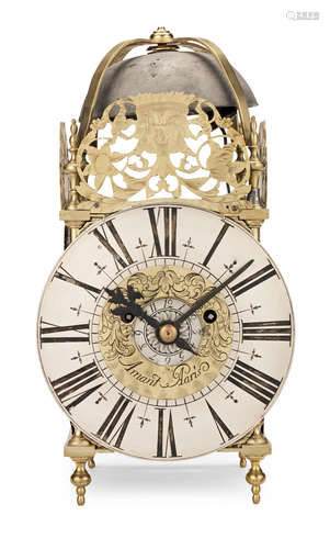 The dial and frame by Amant, Paris, circa 1700, the spring driven movement English circa 1900  An early 18th century and later lantern clock