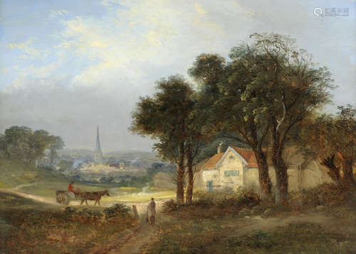 A view of Norwich from Mousehold Heath  Attributed to John Berney Crome(British, 1794-1842)