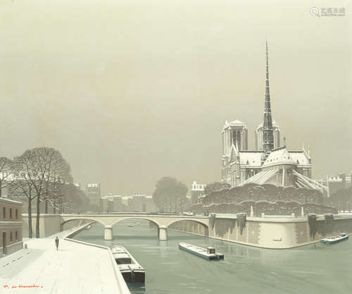 Neige sur la cité, Paris Pierre de Clausade(French, 1910-1976)