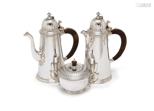 by Richard Comyns, London 1961 - 1963  (3) A silver three-piece café au lait service