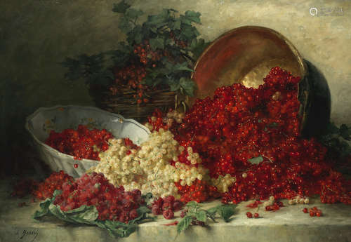 Raspberries and currants  Leon Alfred Benoit(French, 19th/20th Century)