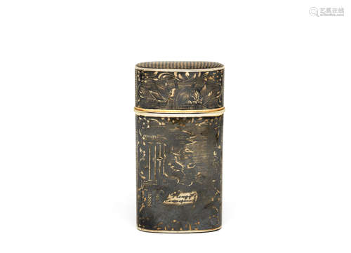 maker's mark 'OБ' possibly for Osip Balanov, Moscow 1840  A 19th century Russian silver-gilt and niello cigar case