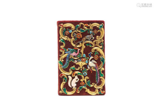 unmarked, probably by Alexander James Strachan, circa 1833  An enamelled gold-mounted velvet book cover