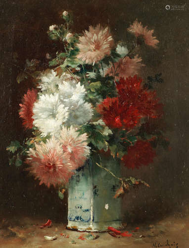 Chrysanthemums in a vase Eugène Henri Cauchois(French, 1850-1911)