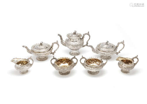 by John Edward Terrey, London 1832  (7) A William IV seven-piece silver tea and coffee service