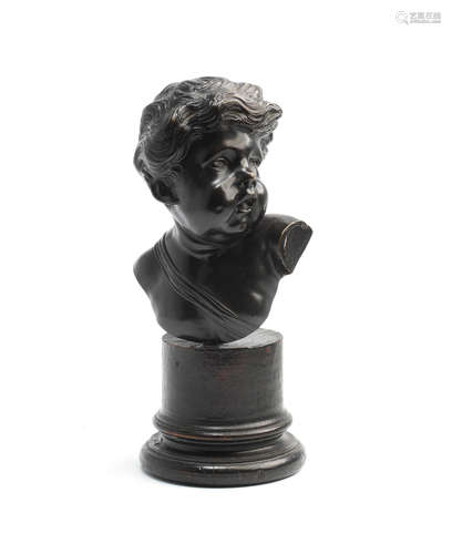 probably 18th century  After François Duquesnoy (Flemish 1597-1643): A patinated bust of a putto