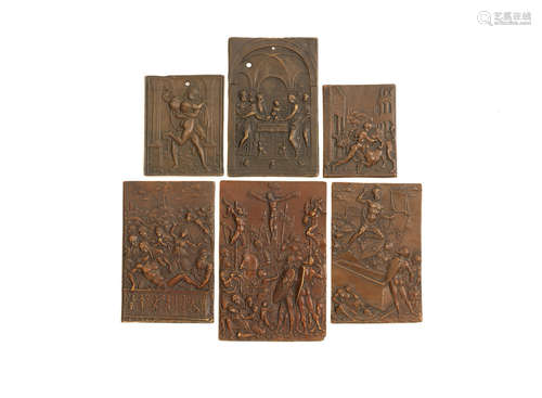 probably late 16th / early 17th century After Galeazzo Mondella, called Moderno (Italian, 1467-1529): A collection of six Italian Renaissance patinated bronze plaquettes