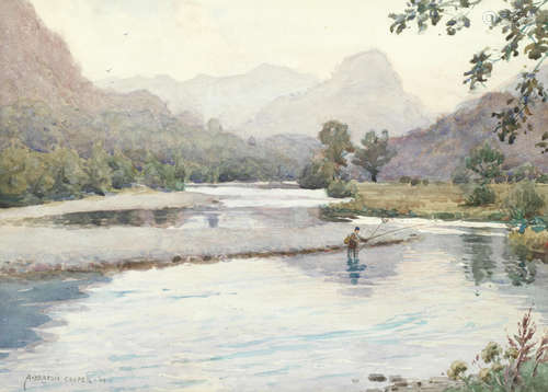 Angler near Grange in Borrowdale Alfred Heaton Cooper(British, 1864-1929)