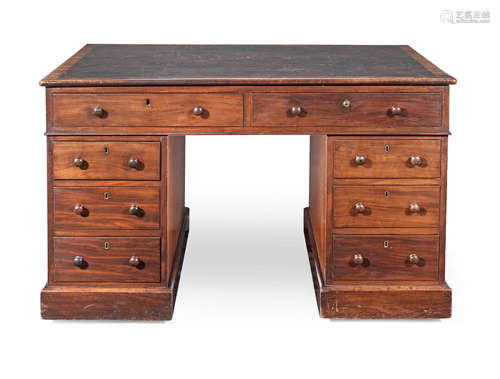 An early Victorian mahogany pedestal desk