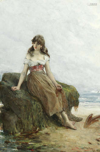 Distant thought  John Burr, RBA, ROI, ARWS(British, 1831-1893)