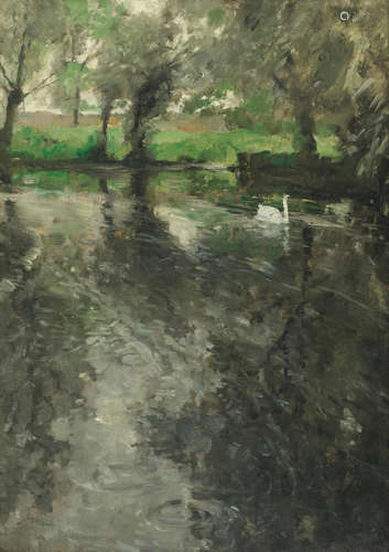 Study of a pond Circle of Sir Alfred James Munnings, PRA, RWS(British, 1878-1959)