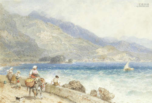 An Italian lake landscape  Myles Birket Foster, RWS(British, 1825-1899)