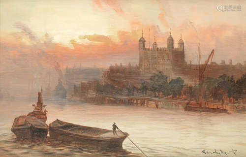 'By the Tower' and 'Westminster from Lambeth' George Hyde-Pownall(British, 1876-1932)