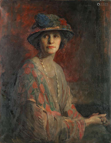 Portrait of a lady in a hat Charles A. Buchel(British, 1872-1950)