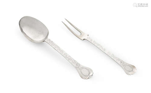 the fork with maker's mark 'IP', spoon unmarked  (2) A late 17th century silver trefid spoon and fork