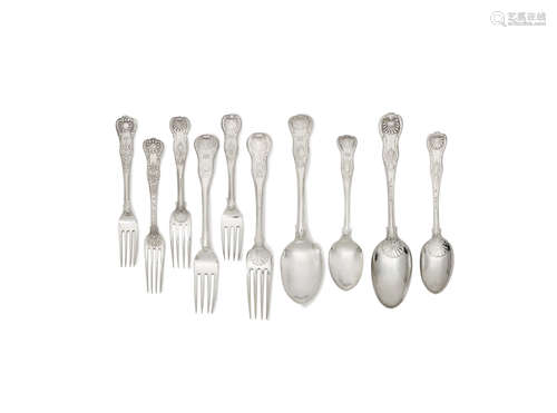 various makers and dates  A collection of varying King's pattern  silver flatware