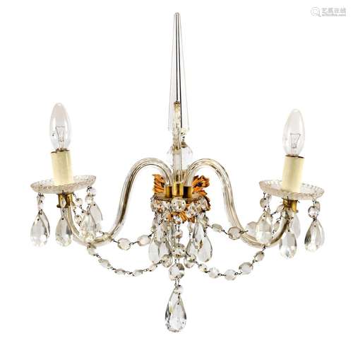 parts 19th century and later Two sets of four cut, moulded and blown glass twin branch wall lights