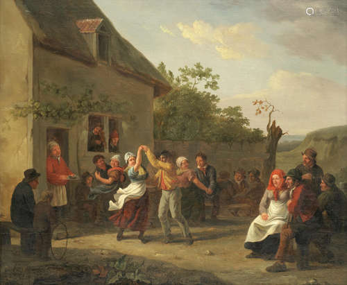 A village festival with peasants dancing and merrymaking Constantinus-Fidelio Coene(Flemish, 1780-1841)