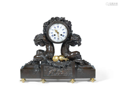 Victor Paillard, Paris  A bronze case clock signed Victor Paillard