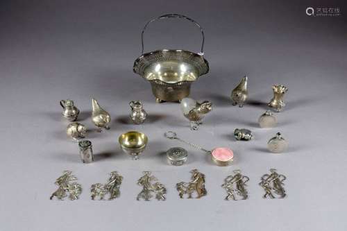 Collection d'Objets miniatures en Argent. Panier, ...;