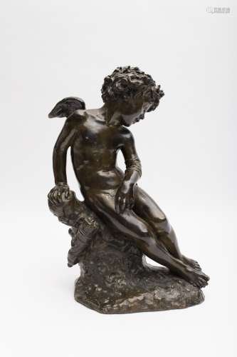 Jean-Baptiste Carpeaux (1827-1875), According to Wounded love Bronze sculpture with dark brown