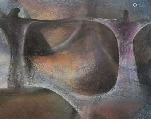 Fitteur or Lateur or Tolleur Abstract circle Oil on paper. Signed, dated 2004 at centre. - 26.5 x 34