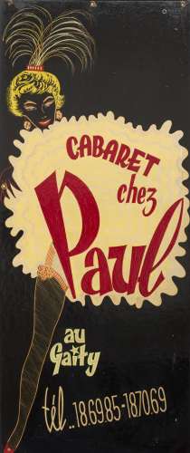 Vanhaute Cabaret chez Paul Painted sign from the old Brussels cabaret nicknamed 