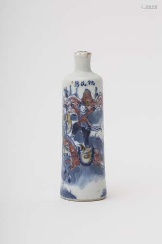 Bottle-shaped snuffbox with flared base - China, Qing dynasty, Qianlong White porcelain with blue,
