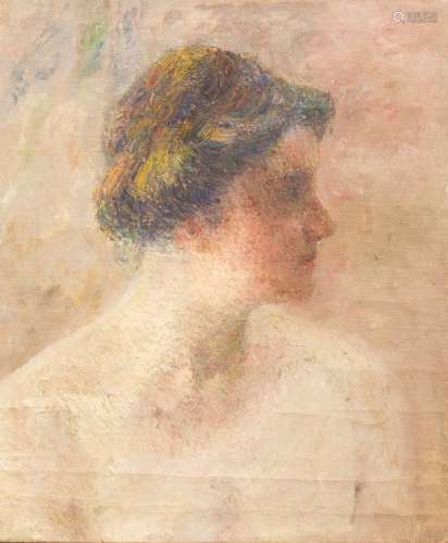Early 20th century Belgian School Portrait of a woman Oil on canvas. Illegible signature and date at