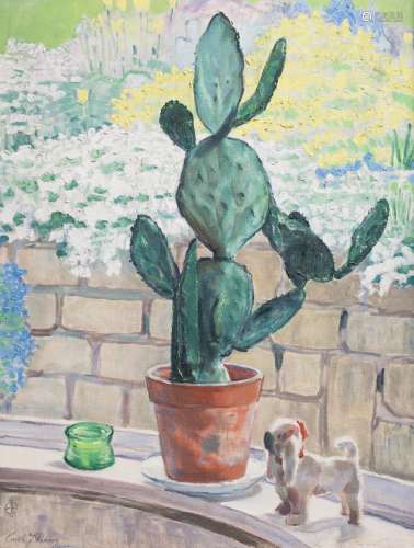 Emile Joseph Patoux (1893-1985) Cactus Oil on canvas. Signed and monogrammed at lower left. - 101